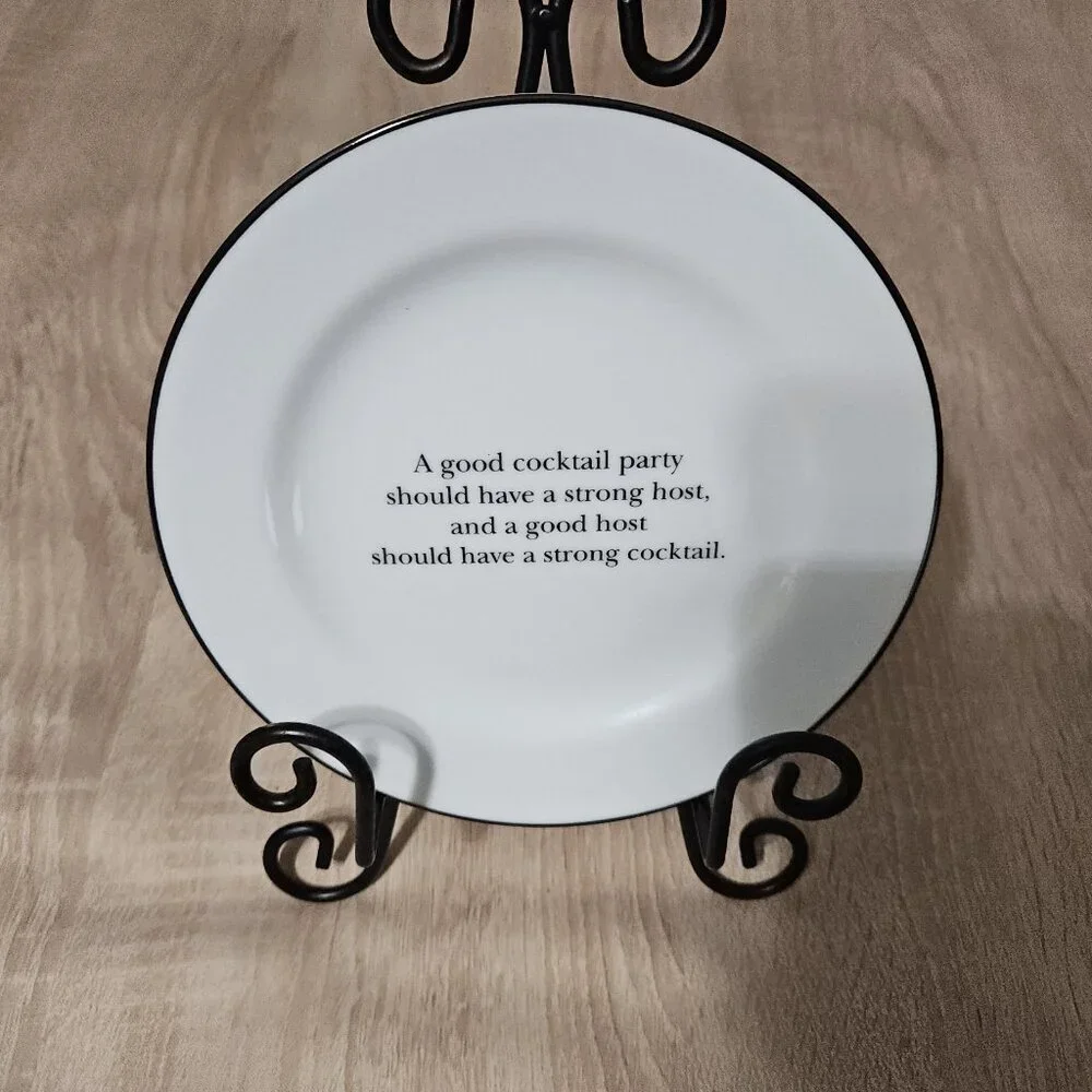 Pottery Barn Cocktail Quote Salad Dessert Plates - Set of 4 - Vintage Ceramic